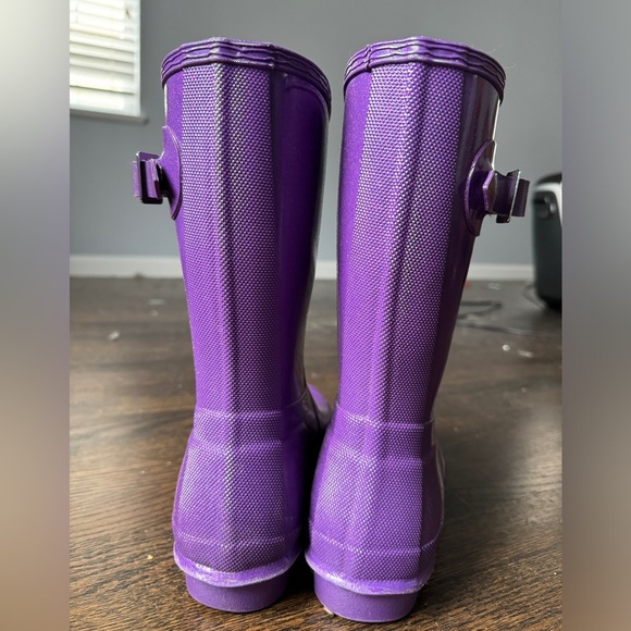 Hunter women’s royal purple glitter rain boots wellies size US 9 - hardly worn - Picture 2 of 7